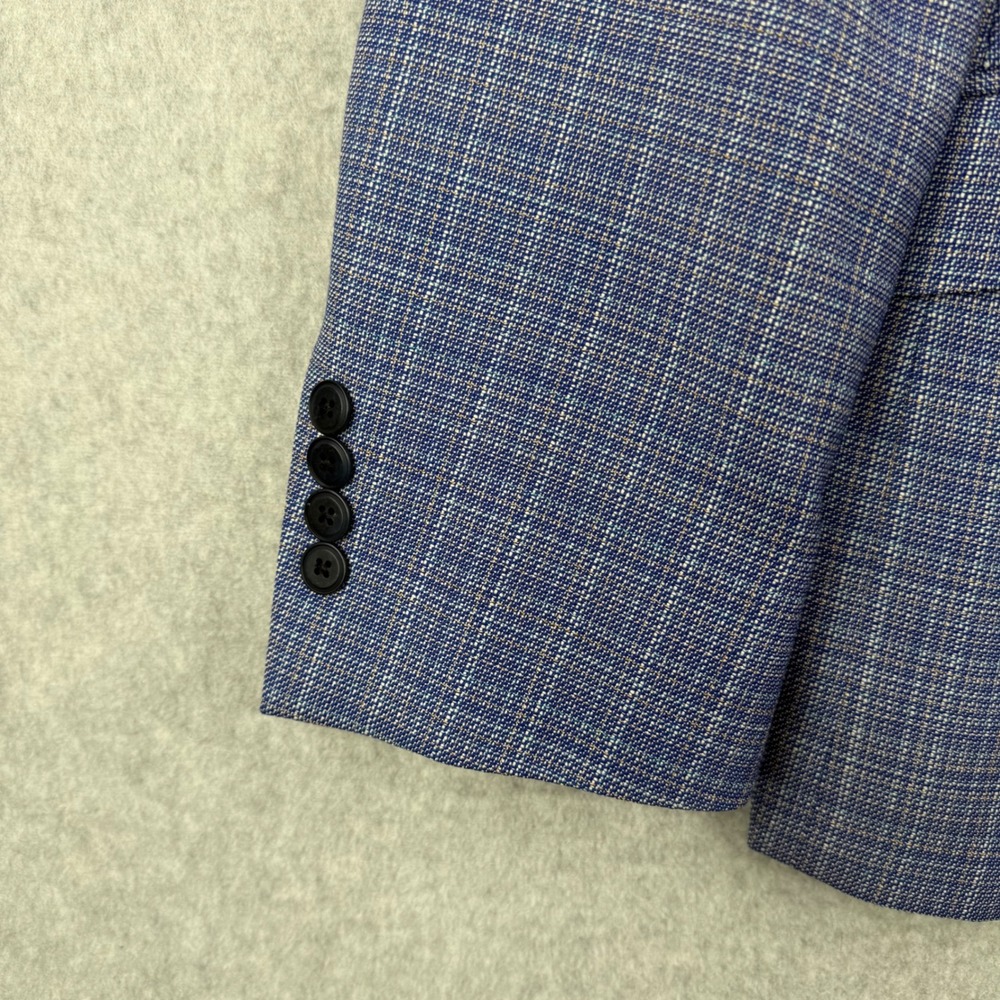 Psycho Bunny Blazer Mens 46R Blue Plaid Wool Sport Coat Unstructured Two Button - Picture 4 of 16